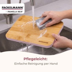 Placa de taiat Fackelmann x Pamela Reif din bambus FSC, 21 x 15 cm, cu margine colorata - Img 7