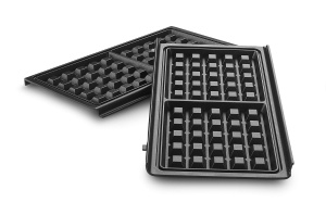 Placa de Wafe DeLonghi MultiGrill Easy DLSK155, 2 Placi Antiaderente, 270 x 140 mm, Negru