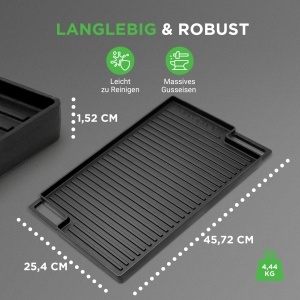 Placa Grill din Fonta NutriChef 45 x 25 cm, Antiaderenta, pentru Inductie si Gaz - Img 7