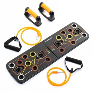 Placa multifunctionala pentru flotari InnovaGoods, design compact, cu benzi de rezistenta, neagra