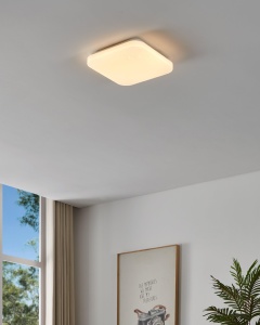 Plafoniera LED EGLO Frania-S, efect cer instelat, lumina calda, 28 cm, alb - Img 3
