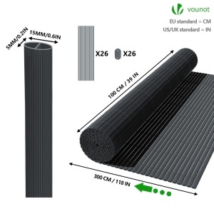 Plasa de protectie VOUNOT 100 x 300 cm, PVC gri, rezistenta la vant - Img 5