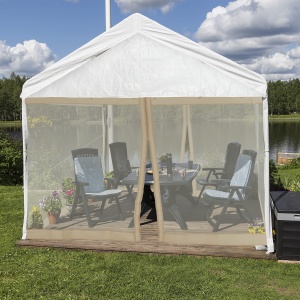 Plasa de tantari Relaxdays pentru foisor de 3 x 3 m, 2 panouri laterale, cu fermoar si velcro, plasa de tantari XL de 12 m, bej - Img 2