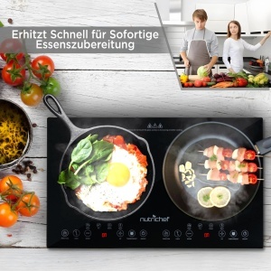 Plita cu inductie NutriChef 2 Placi 1800W Touch Control Timer Siguranta pentru copii - Img 3