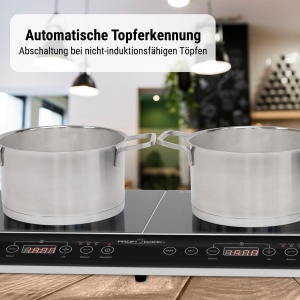 Plita cu inductie ProfiCook(r) cu suprafata vitroceramica | Plita cu inductie 2 placi | Plita fierbinte cu cronometru de 180 de minute si 16 niveluri | Placa de inductie cu aut. Inchidere | 3500 W | PC-DKI 1067 - Img 6