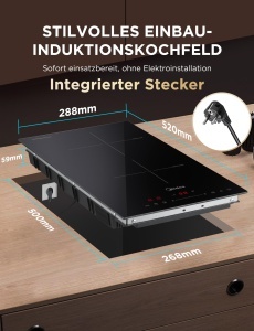 Plita Inductie Midea MIH351D257K0, 2 Zone, 3500W, Control Touch - Img 3