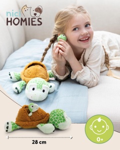 Ploshtel Broasca Testoasa cu Bebe NICI 28cm - Verde, Moale si Iubitor - Img 2