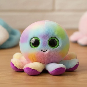 Plus Bubbles TY Beanie Boos, Octopus, 15 cm, Ochii Verzi Stralucitori - Img 4