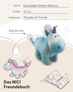 Plus cu Unicorn Marin NICI 22cm, Culoare Oceane, Detalii Stralucitoare - Img 5