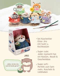Plus Otter Jiro NICI 8cm cu Costum de Sushi, Culoare Maro - Img 3