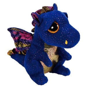 Plusa Drac Saffire TY 36879, 15 cm, culoare albastru inchis, cu ochi stralucitori - Img 6