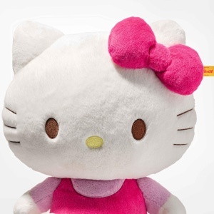 Plush Hello Kitty Steiff 30cm, alb cu outfit roz, jucarie de plus pentru copii - Img 4