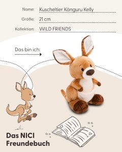 Plush Kanguru NICI Kelly 21cm - Culoare maro, pentru copii si adulti - Img 5