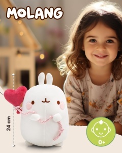 Plush Molang cu Inima 24cm - Jucarie din Plus Alb pentru Copii si Adulti - Img 3