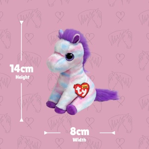 Plush Toy TY Beanie Boos Hayden, 15 cm, Alb-Lila-Roz, Cu Ochi Glitter - Img 3