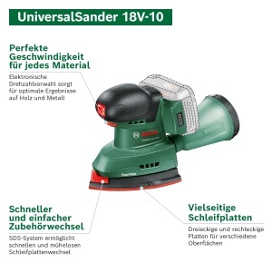 Polizor unghiular cu baterie Bosch UniversalSander 18V-10, 18V - Img 2