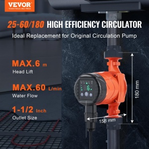 Pompa circulatie apa VEVOR LPS25-6BP-180, 45 W, 60 Lmin, 6 m inaltime pompare - Img 2