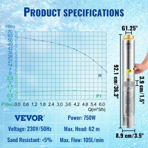 Pompa submersibila VEVOR 35SDM411 750W Debit mare 105Lmin - Img 7