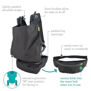 Port-bebe Infantino Fold Go 2-in-1, Compact, Usor, pentru copii 5,5-18 kg, Gri - Img 4