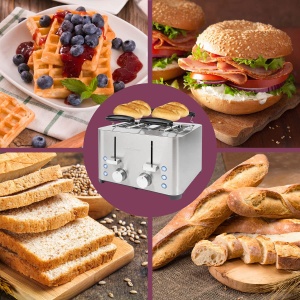 Prajitor de paine ProfiCook(r) | Prajitor de paine cu 4 felii | Carcasa din otel inoxidabil | 1500 wati | Slot larg | Atasament pentru role (detasabil) | 7 niveluri de bronzare reglabile | Sertar firimituri | Bobina de cablu | PC-TA 1252 - Img 9