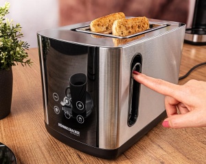 PRAJITOR DE PAINE ROMMELSBACHER TO 850, 2 fante largi pentru paine prajita pana la XL, centrare automata felii de paine, afisaj LED, afisaj cu numaratoare inversa, 9 niveluri, nivel de dezghetare, atasament pentru chifle, sertar pentru firimituri - Img 3