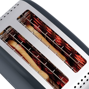 Prajitor de paine Russell Hobbs [pentru 2 felii] Culori Plus Gri Otel Inoxidabil (fante de paine prajita foarte largi, inclusiv atasament pentru chifle, 6 niveluri de rumenire + functie de dezghetare, functie lift & look, 1600W) 26552-56 - Img 6