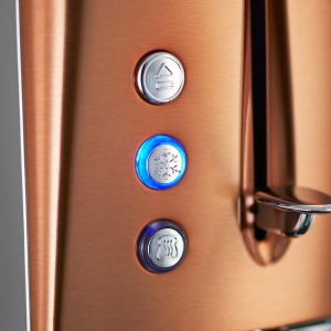 Prajitor de paine Russell Hobbs [pentru 2 felii] Cupru din otel inoxidabil Luna (fante pentru paine prajita foarte largi, inclusiv atasament pentru chifle, 6 niveluri de rumenire + functie de dezghetare si reincalzire, 1550W) 24290-56 - Img 4