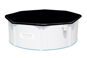 Prelata rotunda Bestway PVC O 401 cm Negru cu gauri de drenaj si sfori de prindere