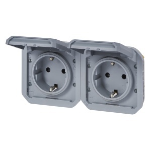 Priza dubla Legrand Plexo New 069576L IP44-IP55 gri cu protectie la atingere - Img 2