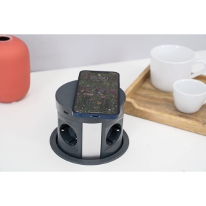 Prize de birou Blaupunkt Tischsteckdose PushUp 4-fach, 2 USB-A, 2 USB-C, inductiv, antracit - Img 3