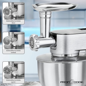 ProfiCook PC-KM 1189 Masina de Framantat 3in1 1500W Bol 67L Mixer din Sticla 15L Accesoriu pentru Carne - Img 6