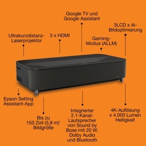 Proiector Laser Epson EH-LS970B, 4000 Lumen, 150 Inch, Negru - Img 4