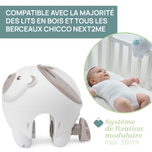 Proiector Urs Polar Chicco First Dreams, Proiector 2 in 1 pentru leagan si pat, Lumina de noapte pentru copii, Proiectie Aurora Borealis, Muzica clasica relaxanta si sunete ale naturii, Jucarii, 0 luni+, Neutru - Img 5