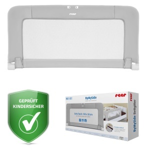 Protectie pentru pat Reer ByMySide, 100x50 cm, gri, cu functie de pliere - Img 1