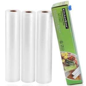 Pungi de vidat KitchenBoss cu Cutter-Box, 3 role 28x500cm, BPA-free