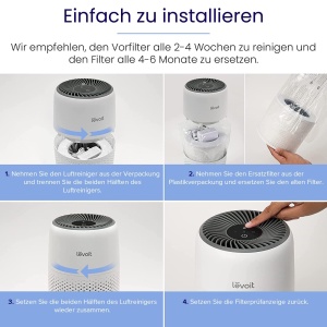 Purificator de aer Levoit pentru persoanele care sufera de alergii cu aromoterapie, filtru de aer HEPA impotriva mucegaiului, prafului si parului animalelor de companie de pana la 0,3 mm pentru dormitor, economie de energie de 7 wati, 3 viteze, alb - Img 9