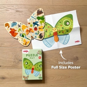 Puzzle din lemn HABA 2-in-1 Schmetterling Montessori 20 piese pentru copii 4 ani - Img 8