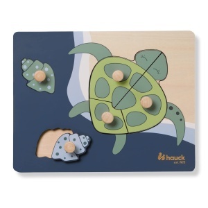 Puzzle din lemn hauck pentru copii, 1 an, forme de animale, design prietenos