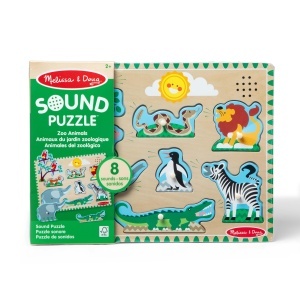 Puzzle din lemn Melissa Doug Zootiere cu sunete 8 piese pentru copii 2 - Img 3