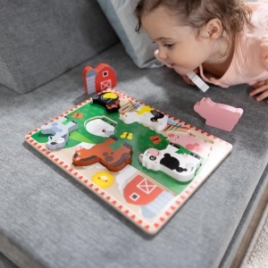 Puzzle din lemn pentru copii Melissa Doug - 8 piese, animale de ferma, varsta 2 - Img 2
