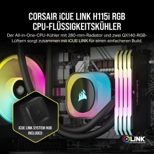 Racitor CPU Corsair iCUE LINK H115i RGB 280mm AIO Negru, QX140 RGB - Img 2