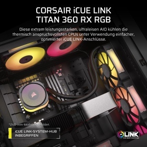Racitor CPU CORSAIR iCUE LINK TITAN 360 RX RGB, 360mm, Negru - Img 2