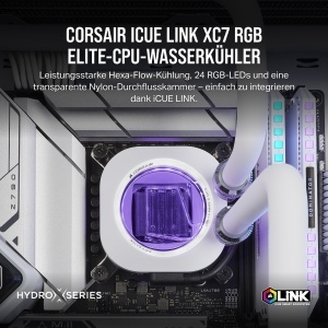Racitor CPU CORSAIR iCUE LINK XC7 RGB Elite, Alb, 24 LED RGB, Compatibil Intel LGA 1700 si AMD AM5 - Img 2