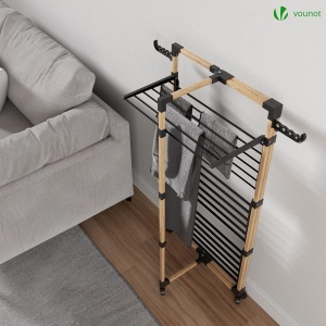 Racks pentru rufe VOUNOT 3 niveluri, 25m lungime, negru, design compact - Img 4