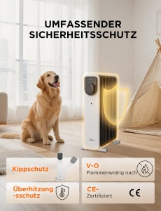 Radiator cu ulei Midea NY2311-25U, 2300W, 11 rippen, alb - Img 6