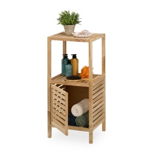 Raft de baie Relaxdays din nuc, 2 etajere, 86 x 40 x 36 cm