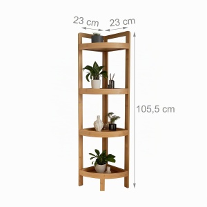 Raft de colt din bambus Relaxdays, 4 rafturi, 105.5x23x23 cm, ideal pentru baie si bucatarie - Img 4