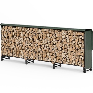 Raft pentru Lemne VOUNOT, Metal, 300 x 116 x 36 cm, Capacitate 200 kg, Cu Husa Waterproof