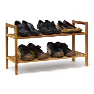 Raft pentru pantofi Relaxdays, din lemn de nuc, 2 etaje, 40,5 x 69 x 26 cm