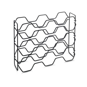 Raft pentru sticle Metaltex Hexagon-15, 15 sticle, negru, 43 x 12 x 34 cm